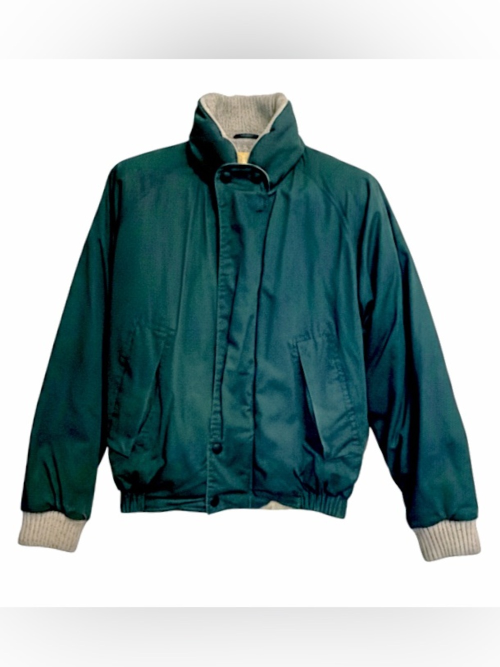 VTG Men’s Nautica Goose Down Puffer Coat | Green | Leather Arm Patches | Large - Picture 10 of 15